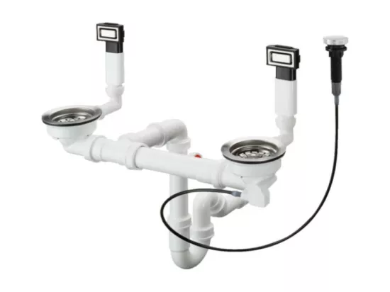 Vidage automatique pour évier 2 bacs HANSGROHE D15-11 inox