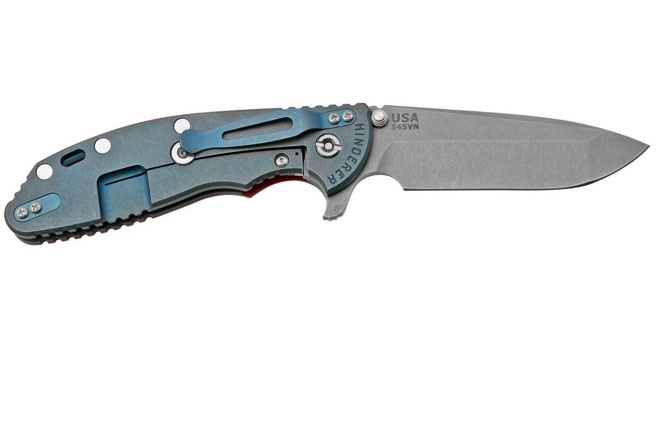 Rick Hinderer XM-24 4.0, S45VN, Spanto Battle Blue, Red G10, zakmes