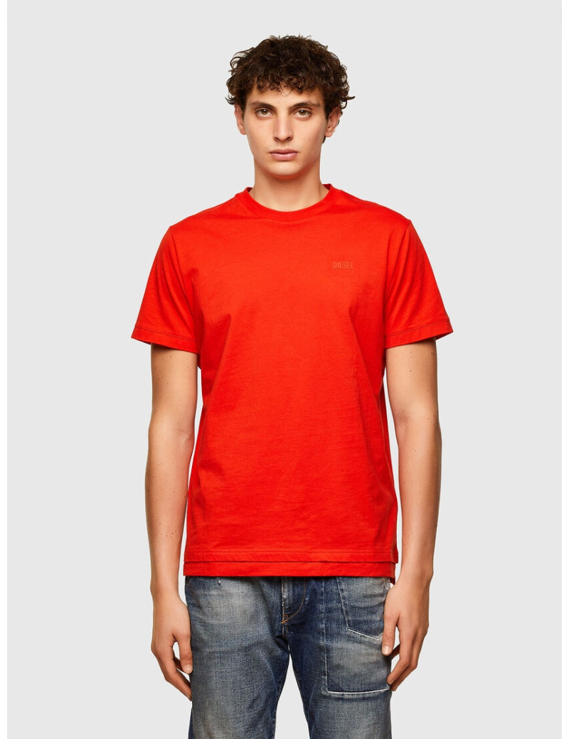 DIESEL T-SHIRT DOUBLE FINITION DIAMANTIK ORANGE