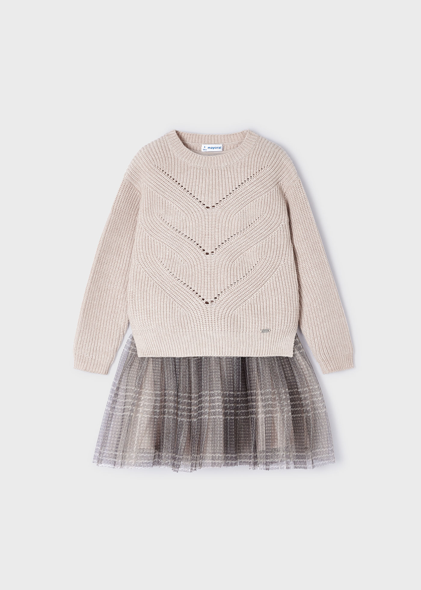 Vestido de tule com suéter para meninas
