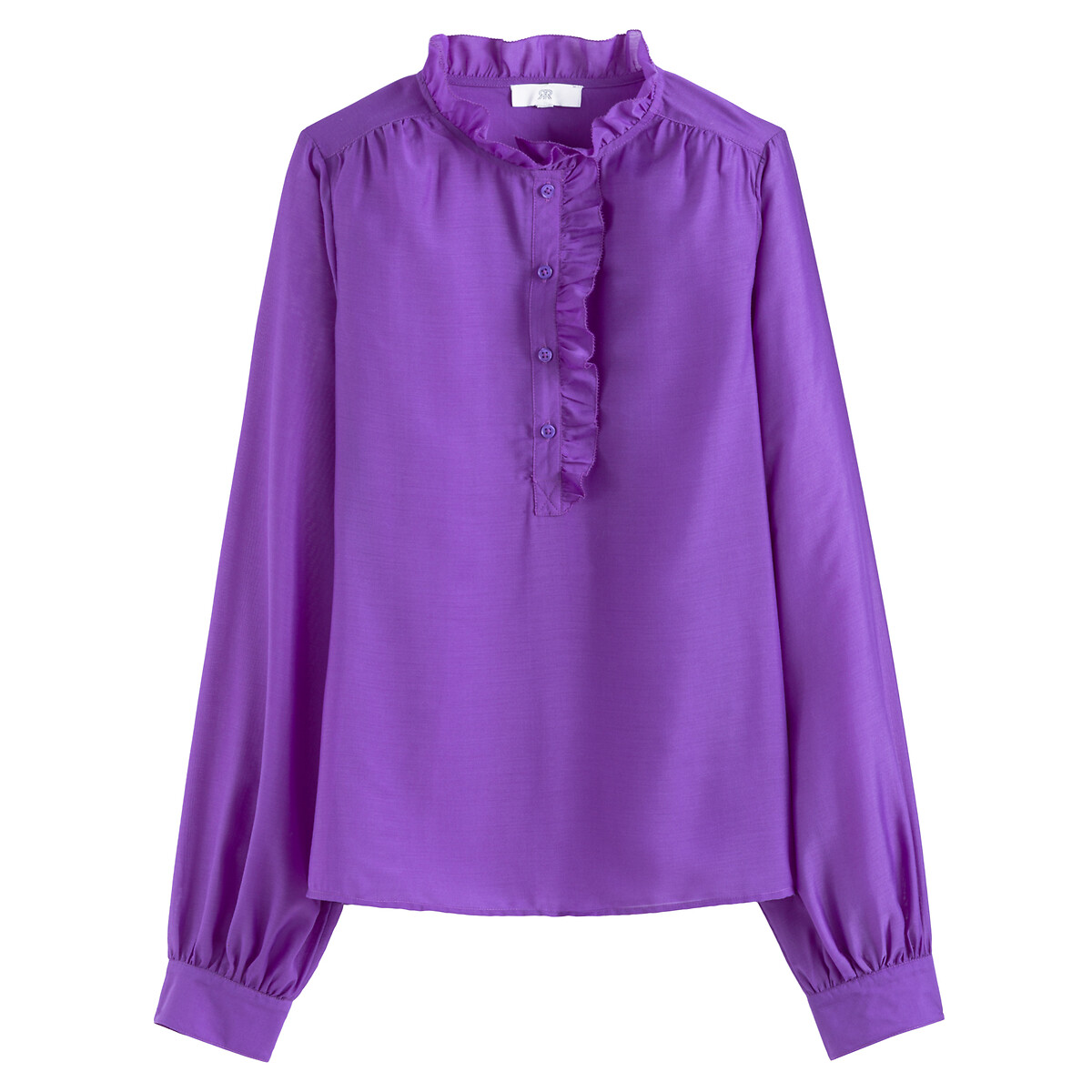 COLEÇÃO LA REDOUTE<br>Blusa com gola alta com babado e mangas compridas