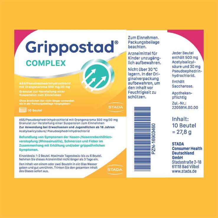 Grippostad COMPLEX mit Orangengeschmack, 10 St