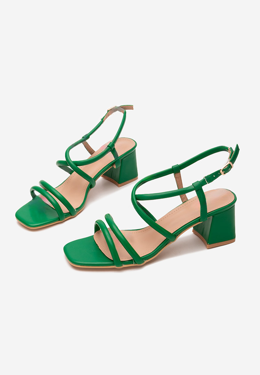 Sandales à talon épais verts Clemena