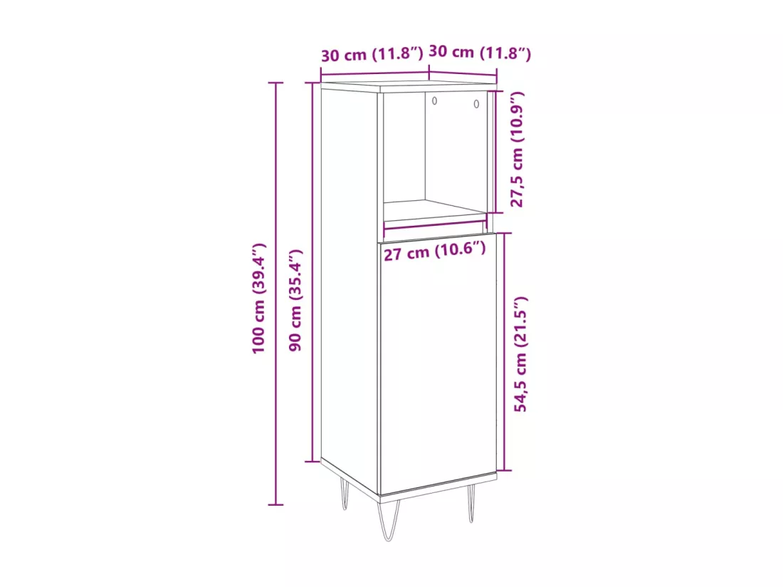 Armoire salle de bain chêne sonoma 30x30x100 cm