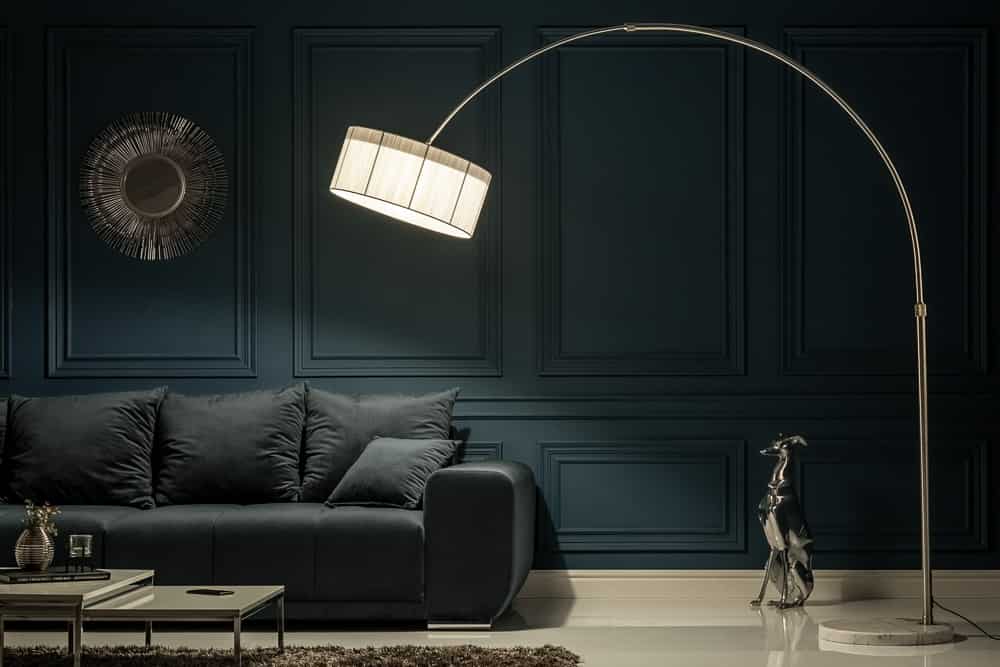 Design Bogenlampe EXTENSO 230cm weiß Stehlampe mit weißem Marmorfuß