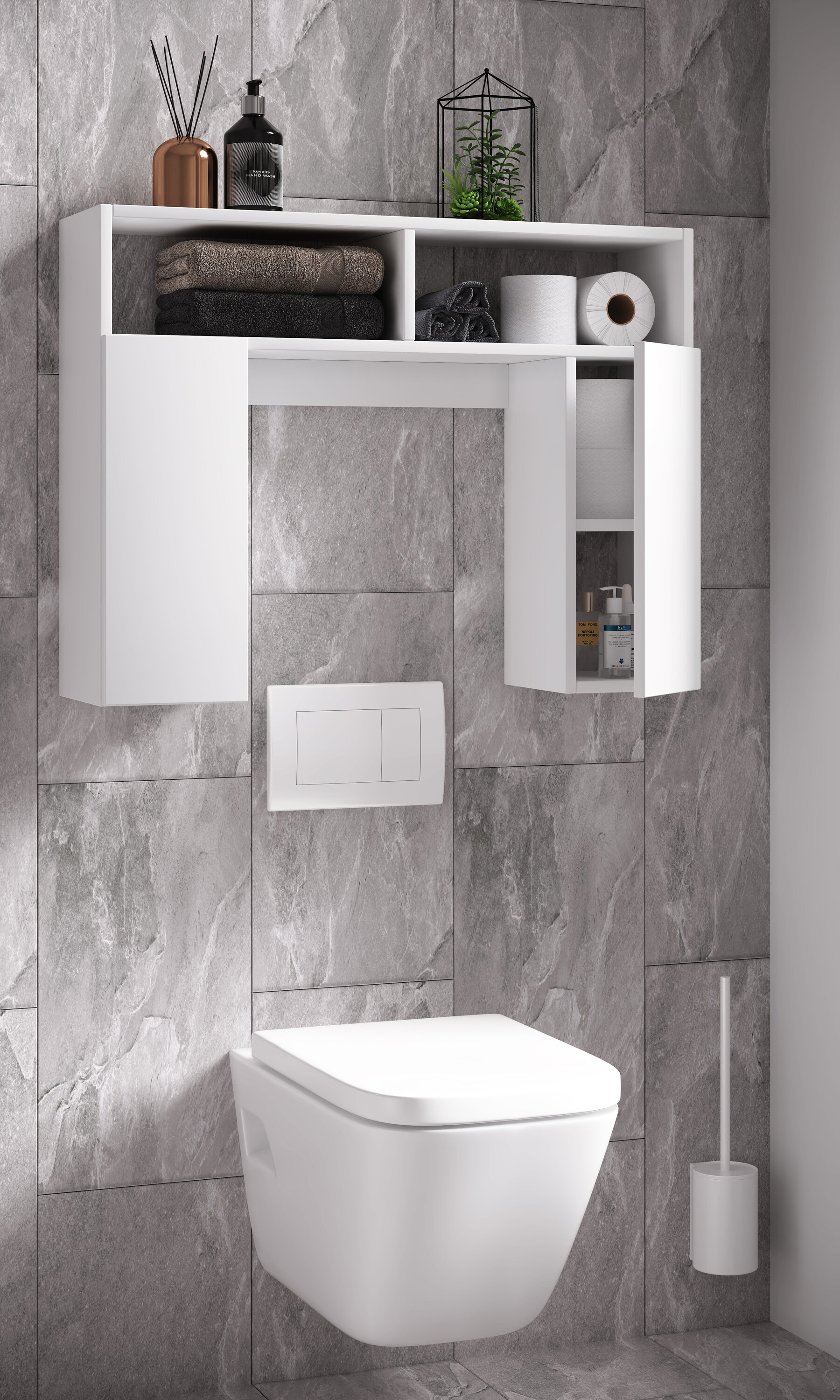 VCM Holz Wandregal Hängeregal Überbau WC Toilette Badmöbel Waschmaschine Schrank Regal Tinoli S