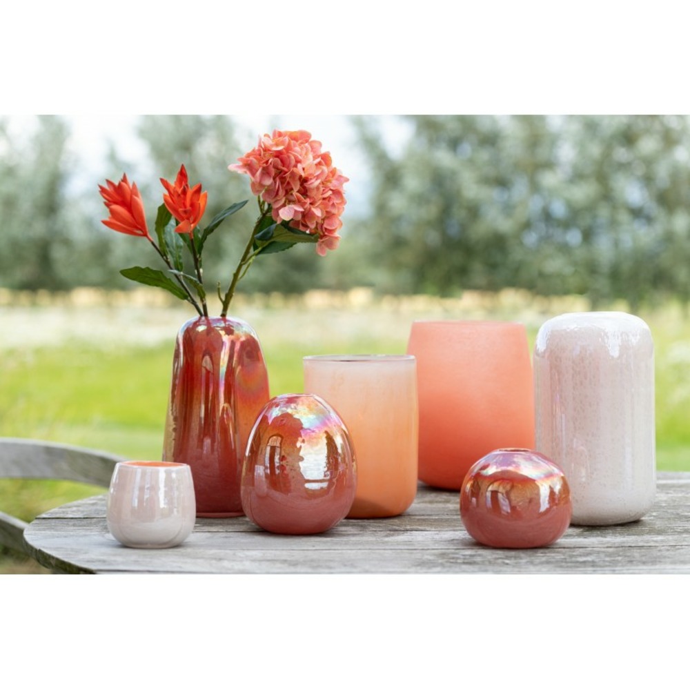 Vase boule en verre rouge 15x15x17cm