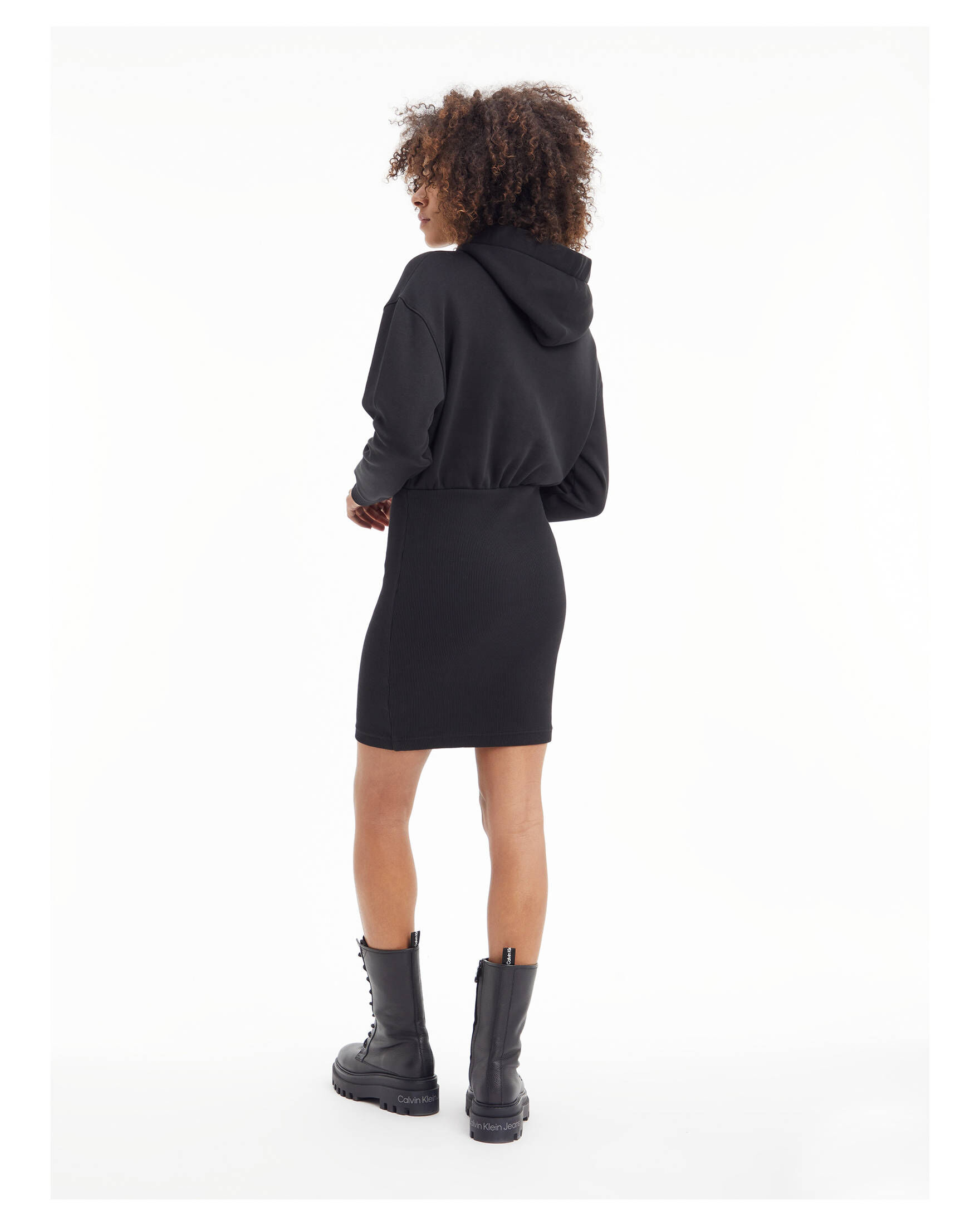 CALVIN KLEIN JEANS| Damen Sweatkleid CONTRAST DRAWCORDS HOODIE DRESS