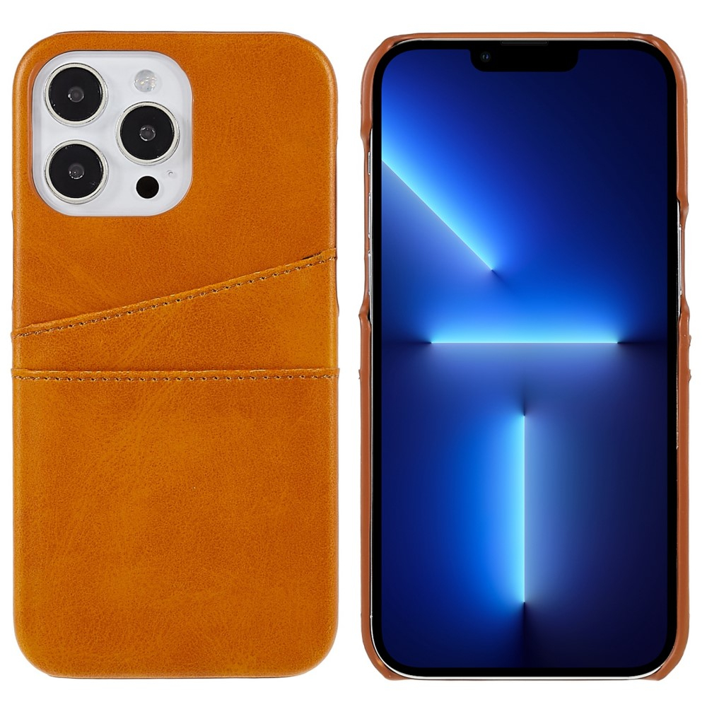 iPhone 14 Pro Leder Hülle Snap Case   Kartenfach - Hellbraun