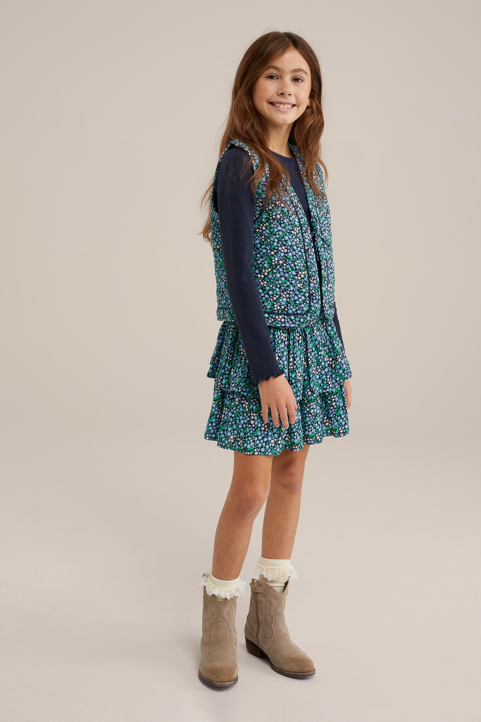 Meisjes gilet met dessin WE Fashion Donkerblauw