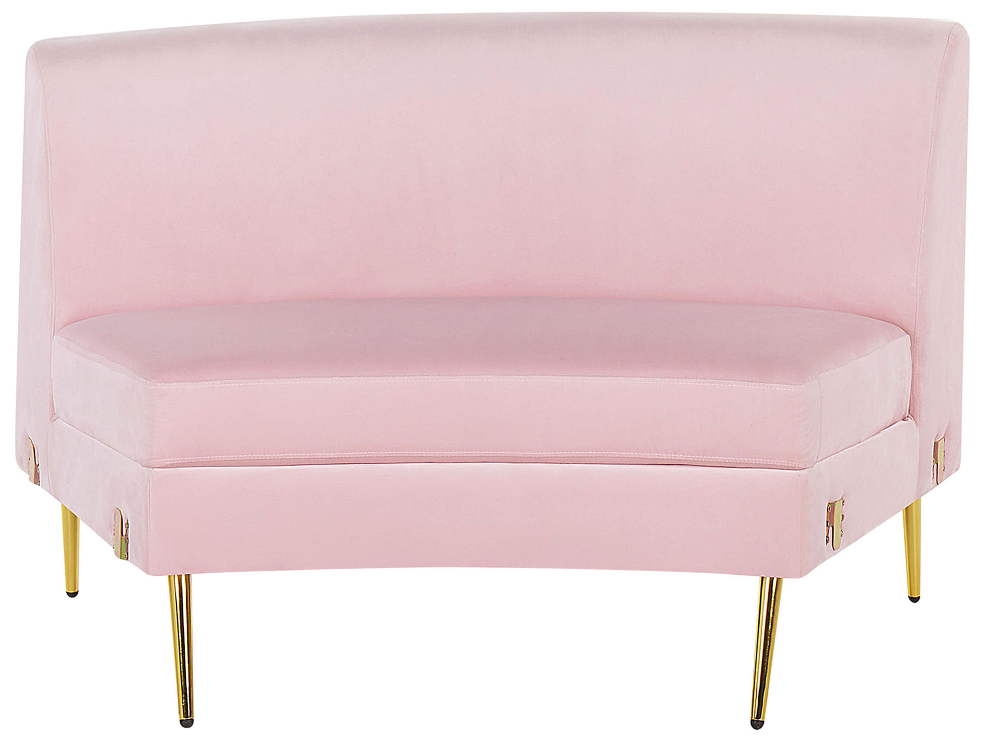 Halfronde bank 4-zits MOSS Fluweel Roze