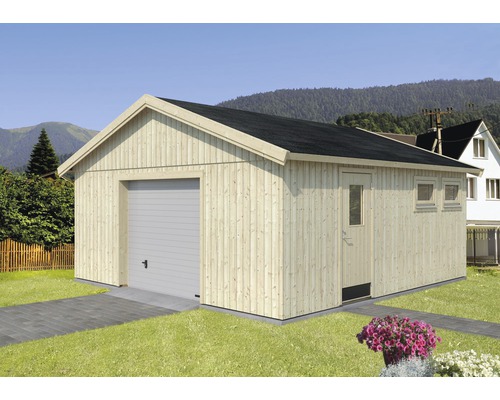 Nordic+ Andre garage, 28,5 m², inclusief sectionaaldeur 603 x 622 cm, natuurlijke afwerking.