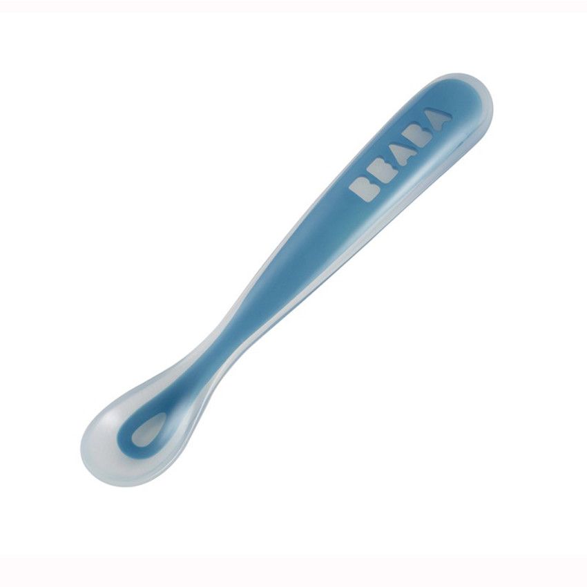 Cuillère en silicone souple - Bleu - Doré