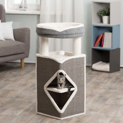 Arranhador para gatos com toca, multicolorido
