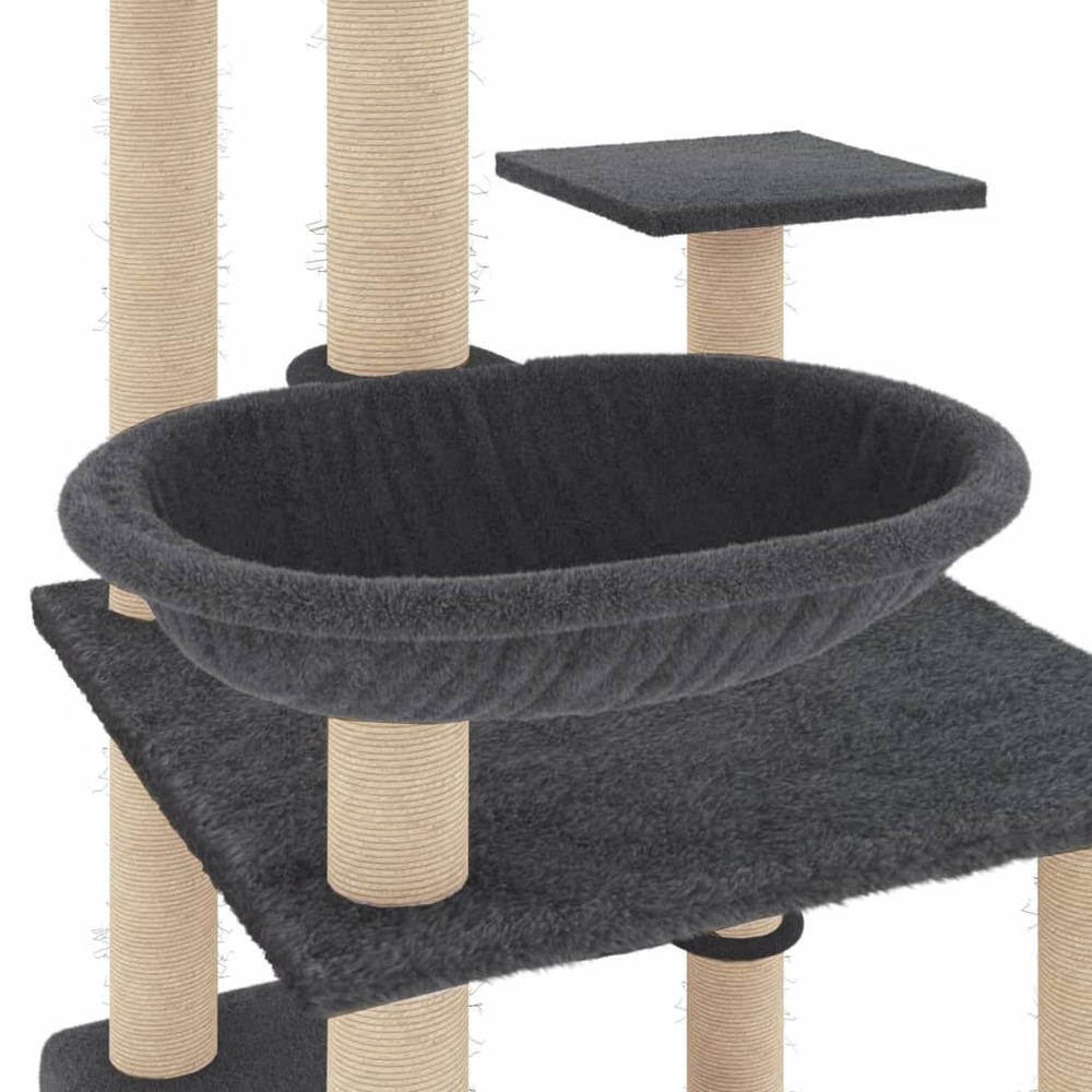 Arbre à chat avec griffoirs en sisal gris foncé 141 cm