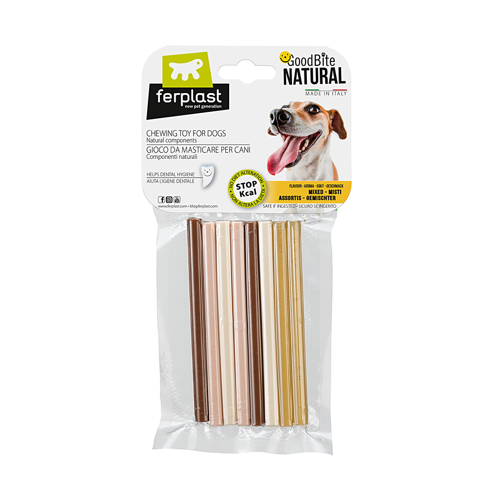 Ferplast goodbite natural stick jouet baton pour l'hygiène dentaire, saveurs mixtes, chien moyen-petit (5-25 kg), naturel, 8