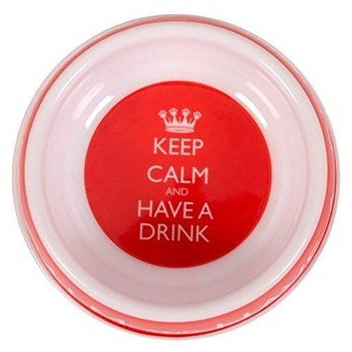 Comedouro e bebedouro Keep Calm para animais de estimação em melamina, vermelho
