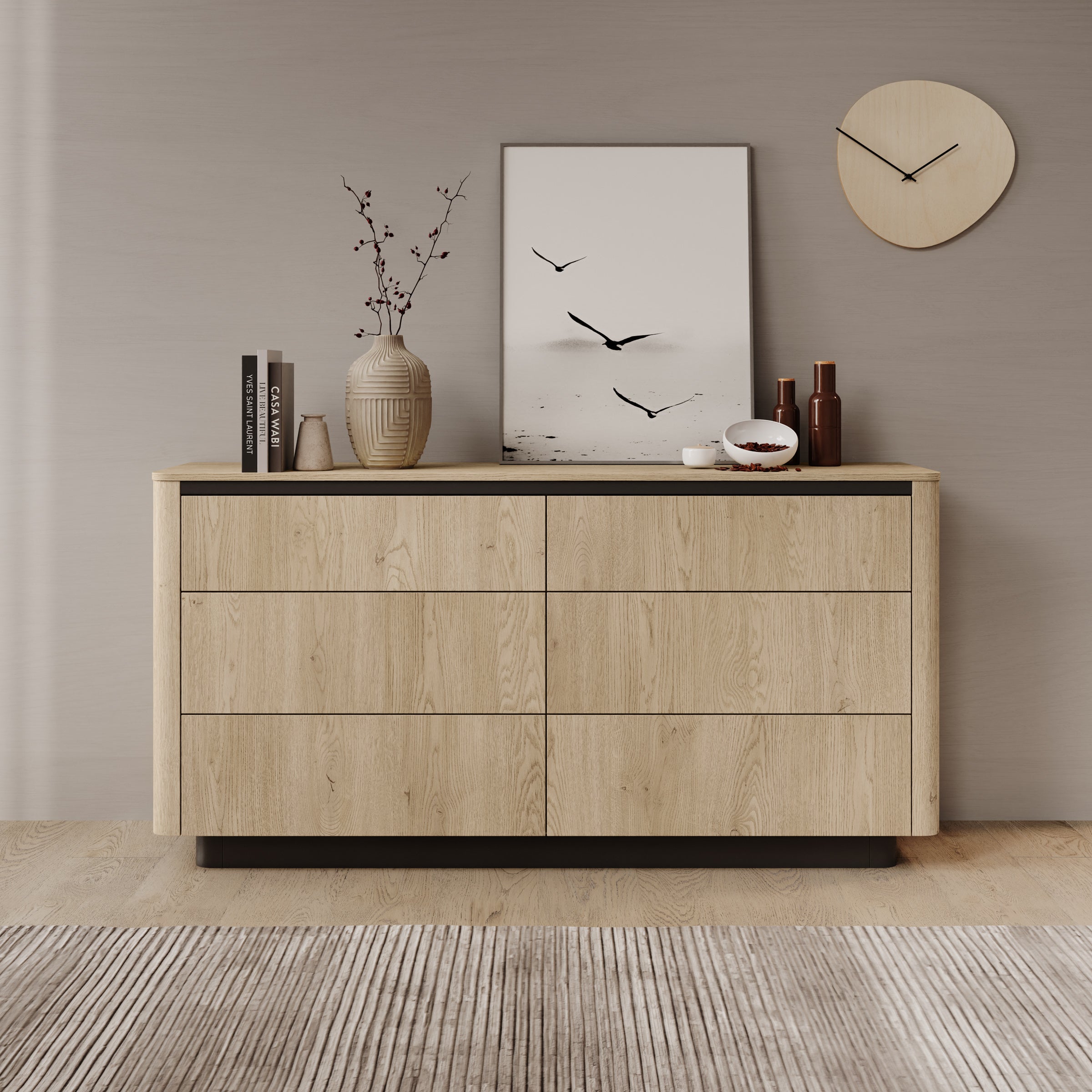 Taywan - Ladekast met 6 lades - Eiken - 163x38x83 cm