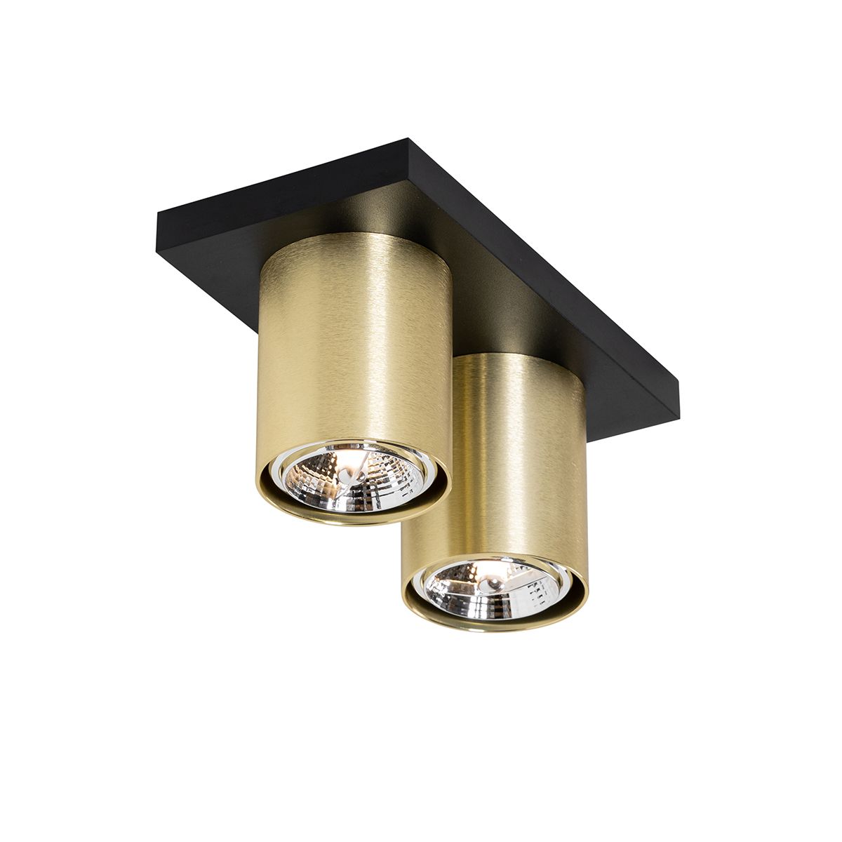 Moderne plafondspot zwart met goud 2-lichts - Tubo