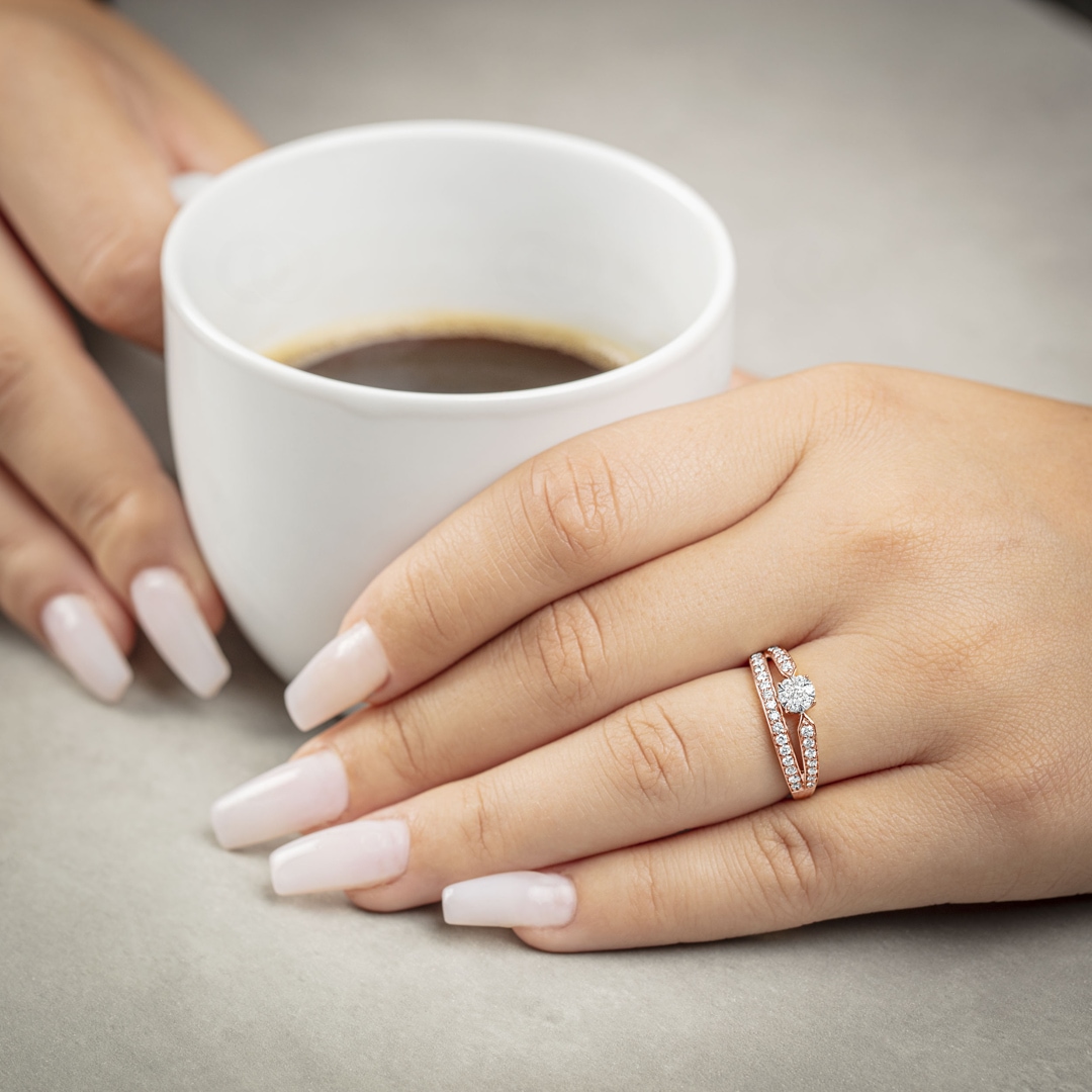 0.51 Karat Diamanten Verlobungsring 750/18 K Roségold