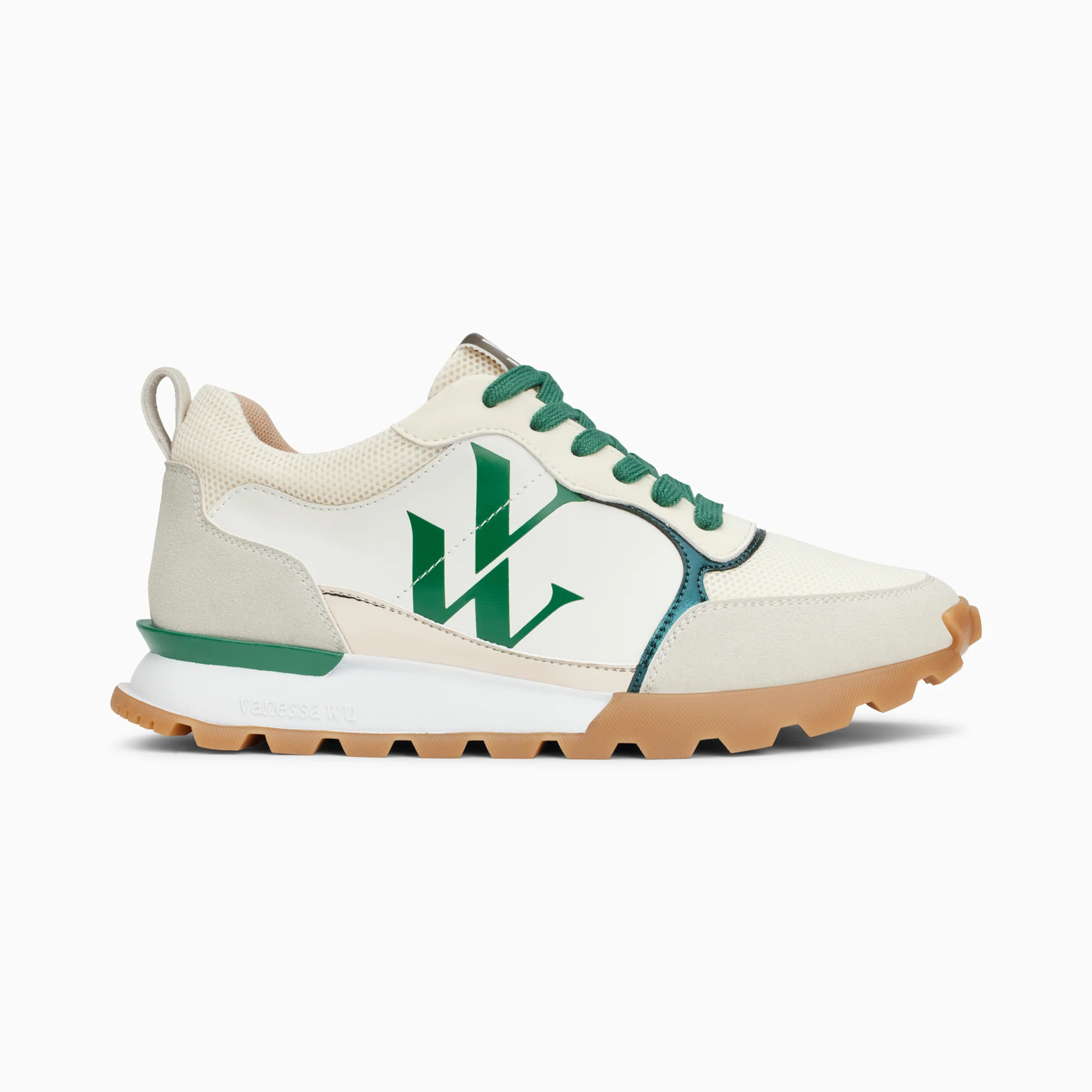 Sneakers-Baskets monogramme Ombeline vertes à semelle running