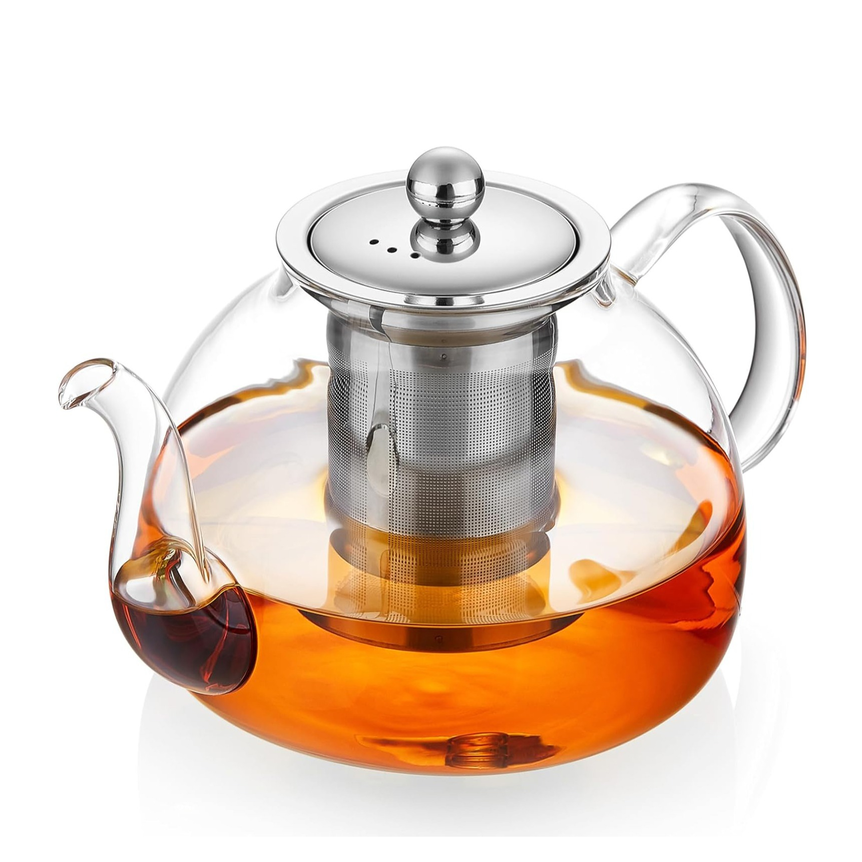 (700ml) Glas Tee Kanne mit Filter Sieb Teebereiter Karaffe Getränke Krug für Losen Tee - Transparent