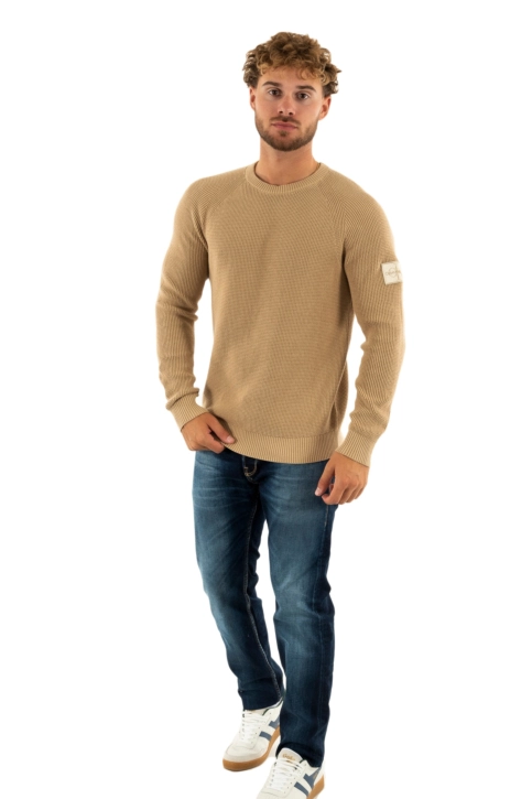 Sweat calvin klein jeans badge easy pf2 travertine