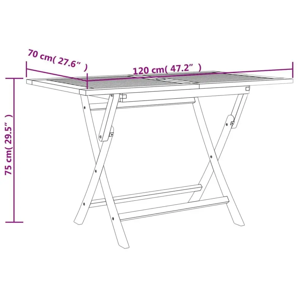 vidaXL - Tuintafel inklapbaar - Grijs - Massief teakhout - 120x70x75 cm