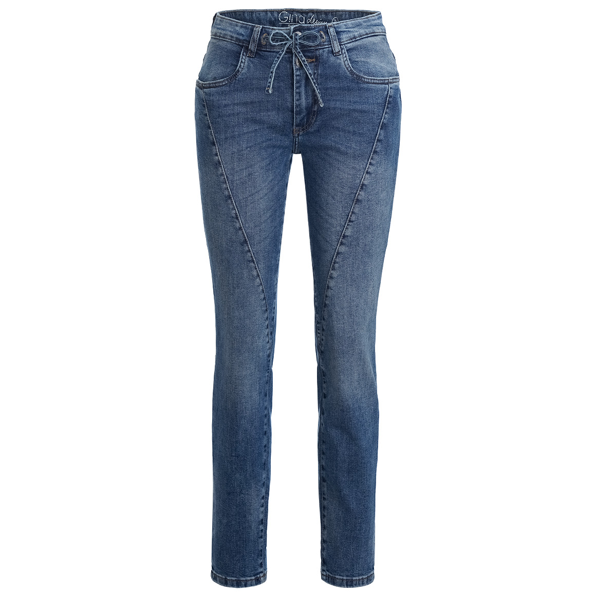 Gina Damen Boyfriend-Jeans mit Tunnelzug blau