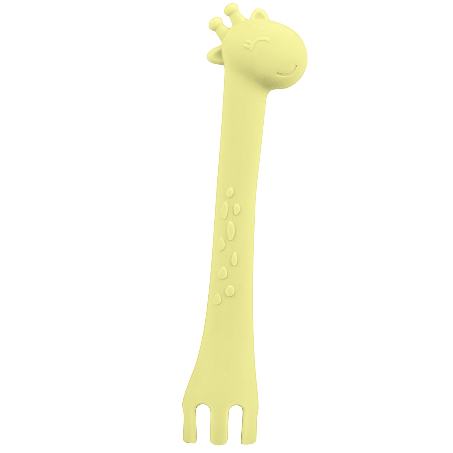 Kikkaboo Kinder Silikonlöffel Giraffe, Gabel, temperaturbeständig, ab 4 Monate gelb