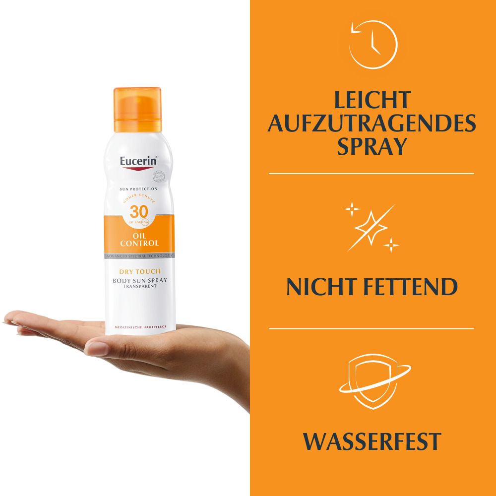 Eucerin® Oil Control Dry Touch Spray LSF 30 – Sonnenschutzspray, auch für empfindliche und zu Akne neigende Haut