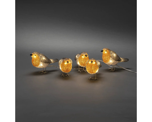 LED Acryl Robin Konstsmide Lichtkleur warm wit 5-delige set