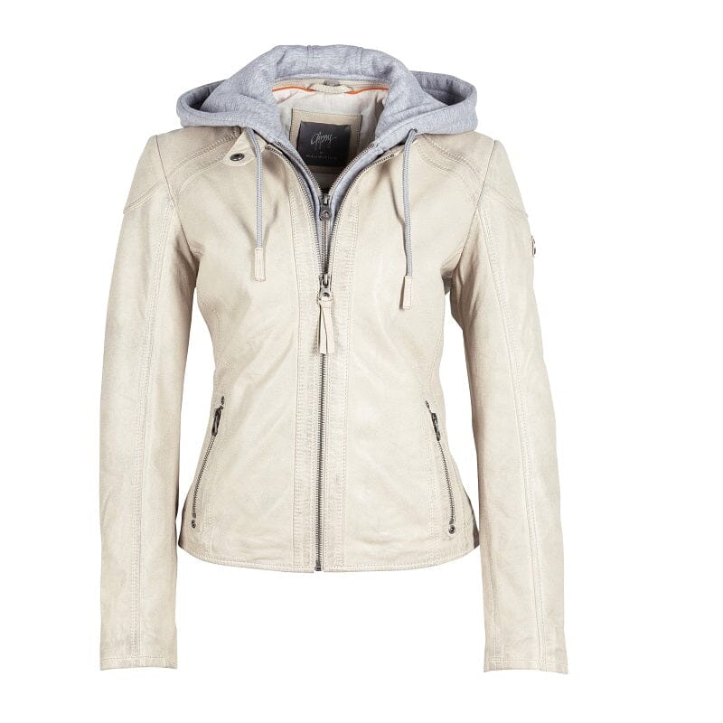Gypsy beige leren jas Allie met capuchon