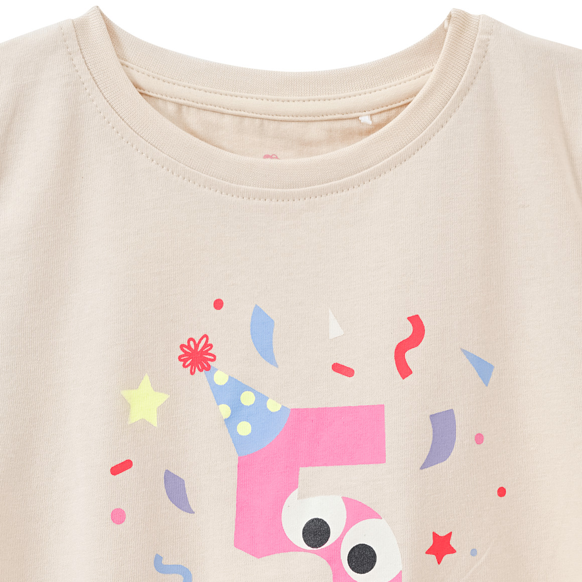 Topolino Mädchen T-Shirt mit Geburtstagszahl 5 beige