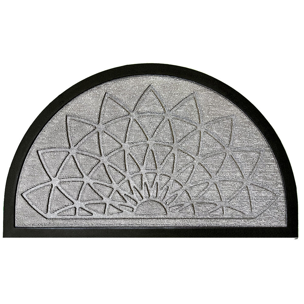 Tapis d'extérieur demi lune motif rosace relief 45x75cm