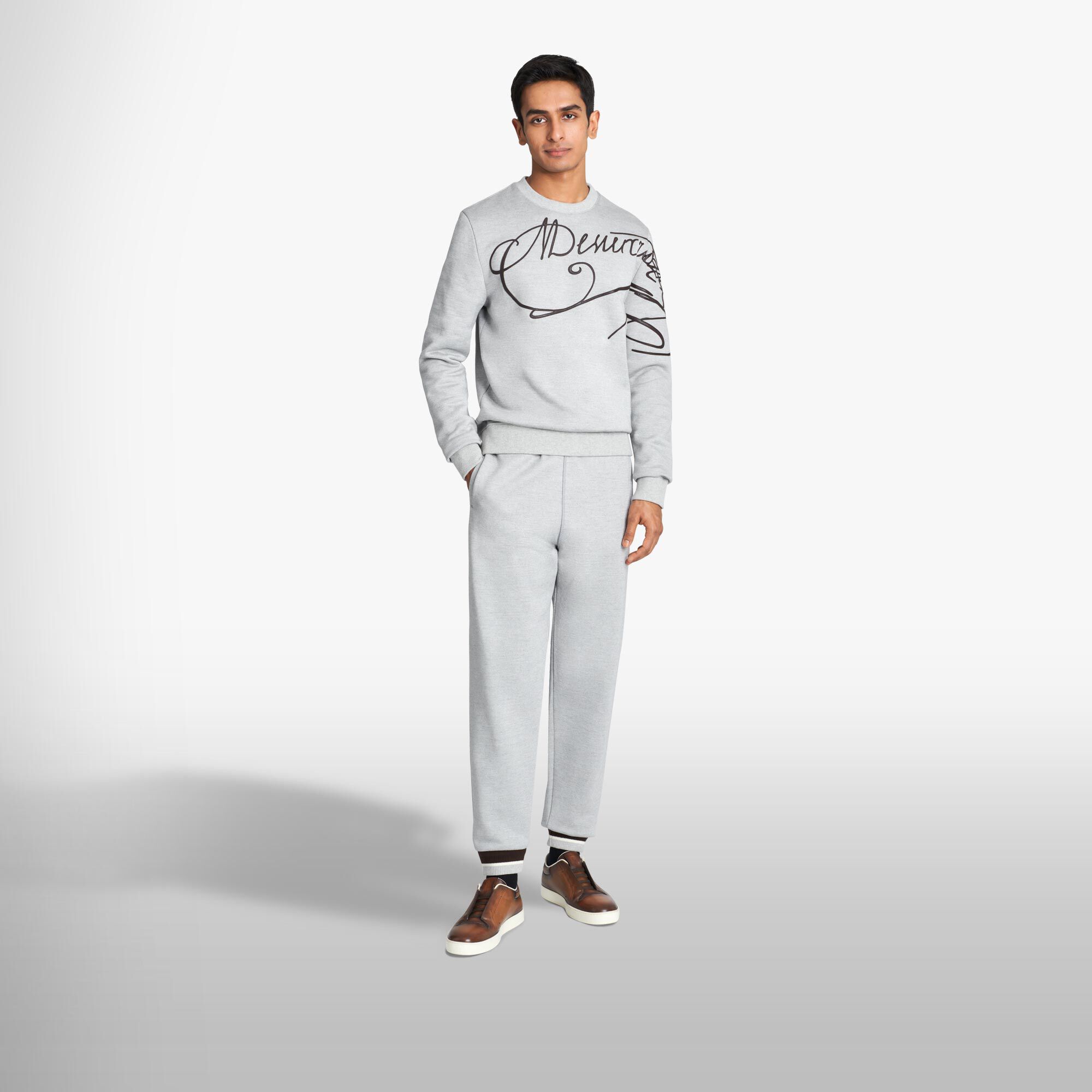 Sweat Avec Broderie Scritto En Cuir