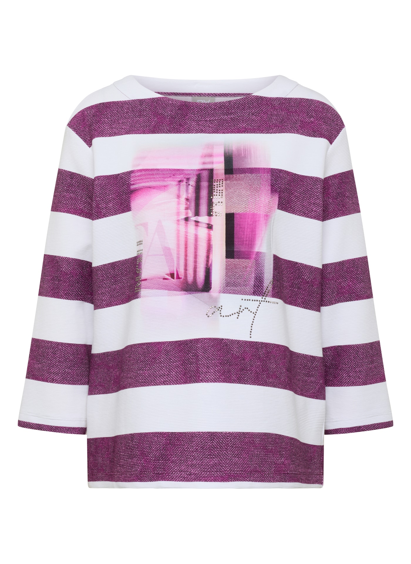 Rabe 3/4-Arm-Shirt im Streifen-Design und mit Print