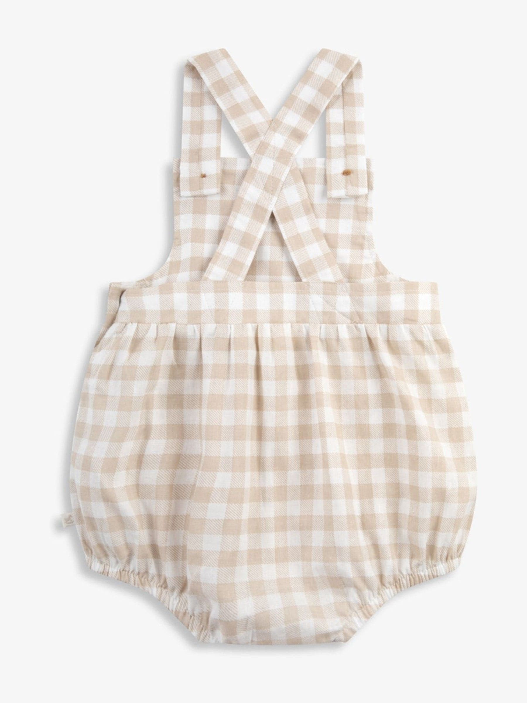 Fawn gingham - The Little Tailor geweven babyromper van 100% katoen