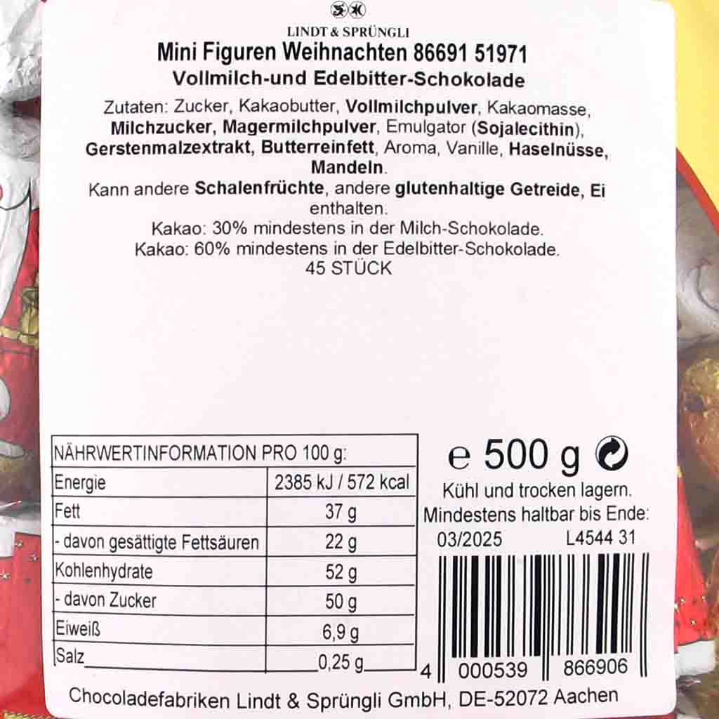 Lindt Weihnachten 86691 51971 Mini Figuren Mischung 500g MHD:30.3.25
