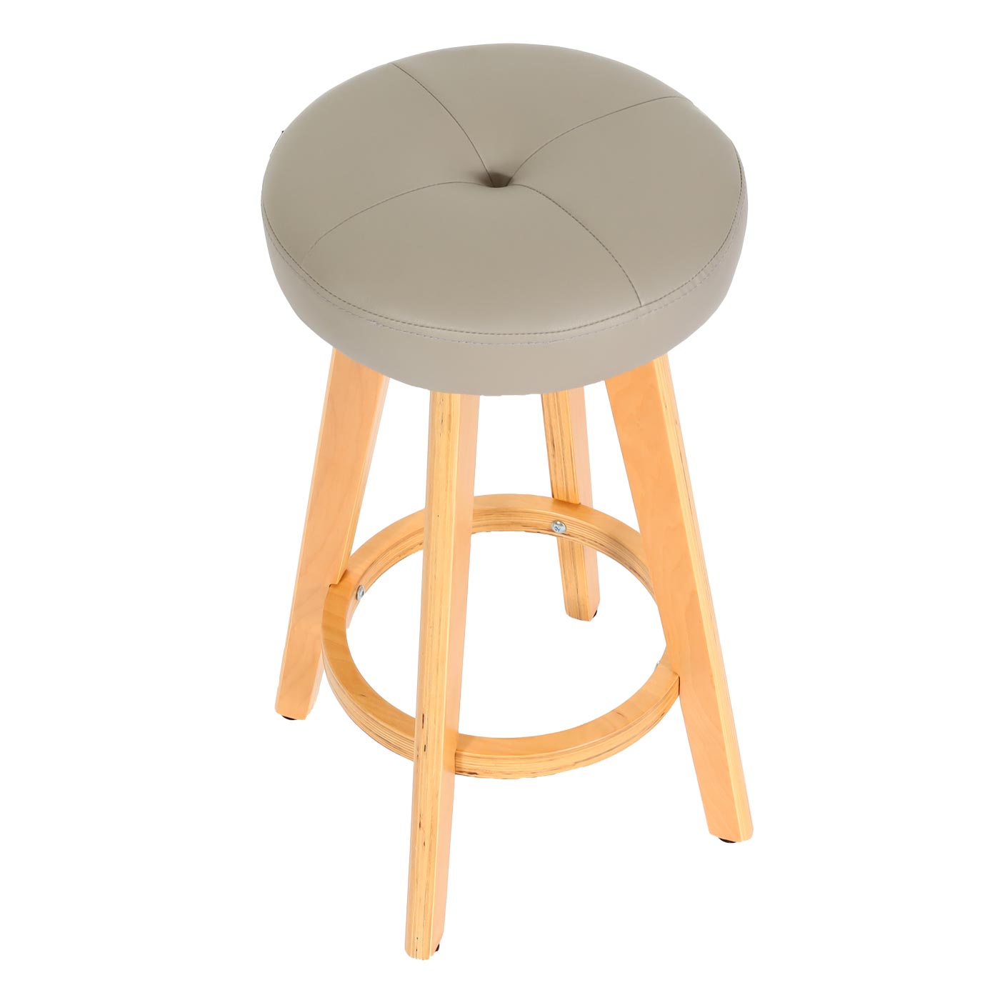 2er-Set Barhocker Boras, Barstuhl Tresenhocker, Holz Kunstleder drehbar ~ taupe, helle Beine