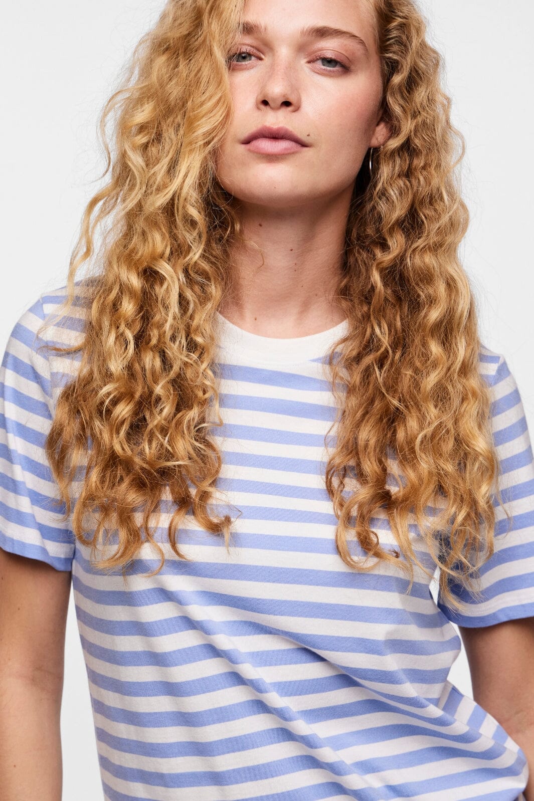 Pieces Pcria Ss Tee Stripes 4400582 hydrangea bright white