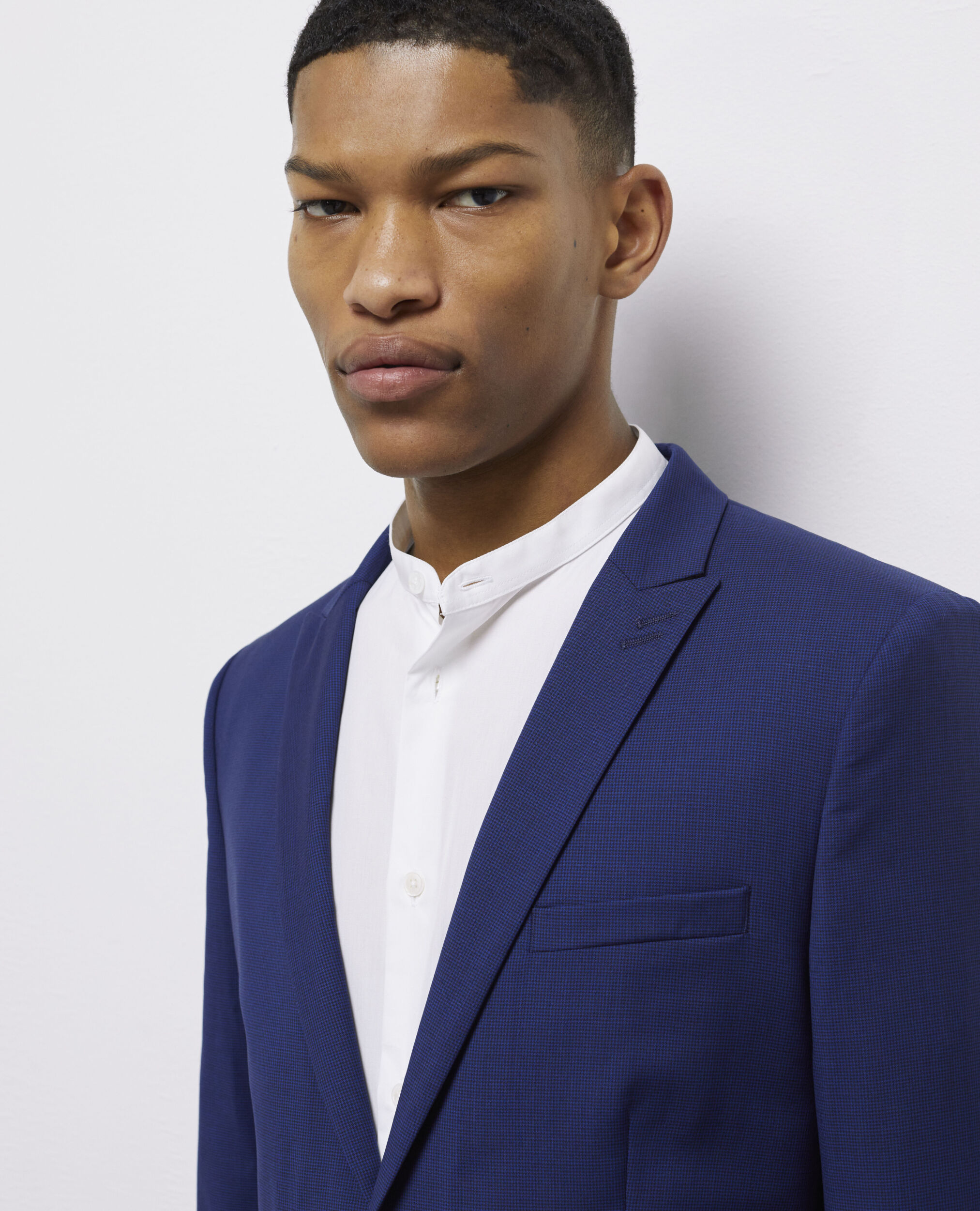 Veste de costume micro motif bleu marine