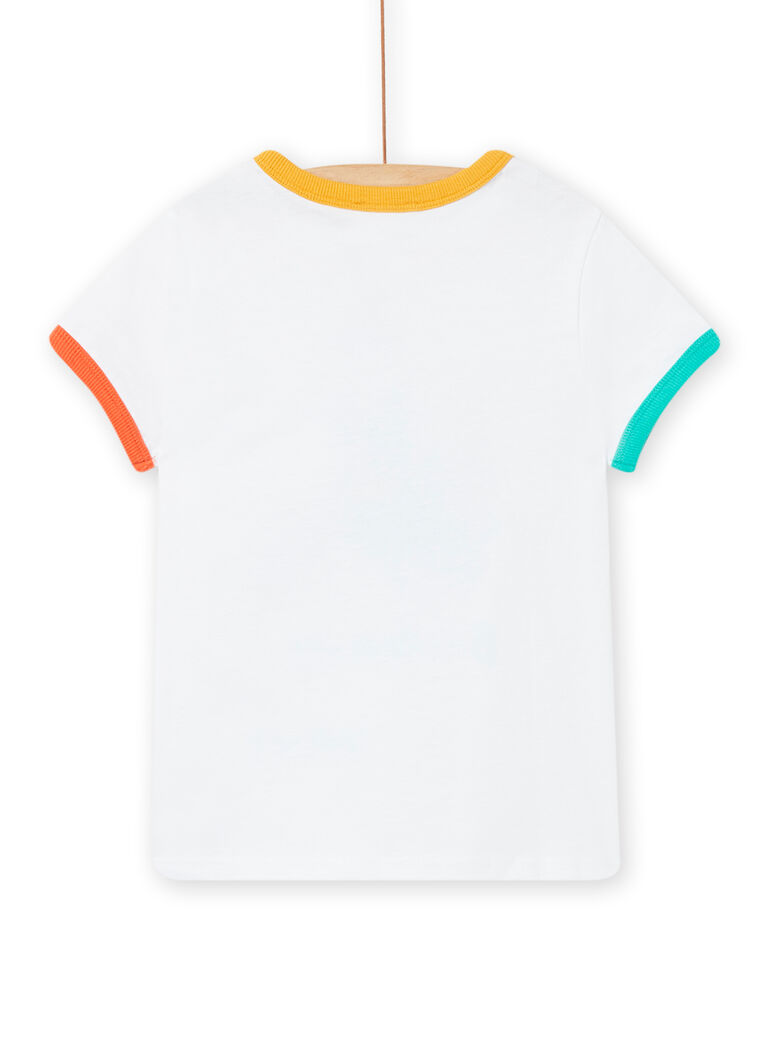 T-shirt manches courtes blanc à motif vague enfant garçon