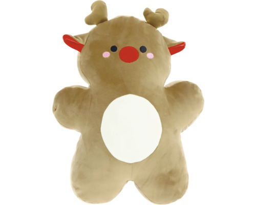 Kerst Rendier Kussen, Bruin, 40 cm