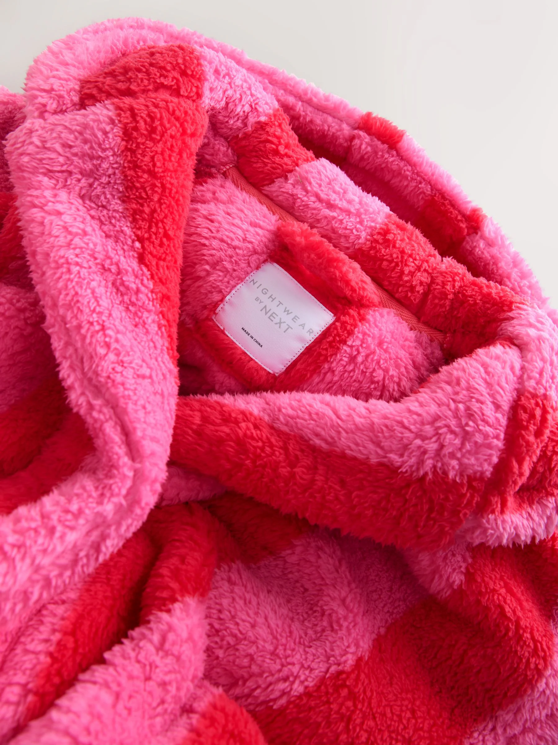 Roze/rood gestreept - Longer Length Teddy Fleece Dressing Gown (7-16yrs)
