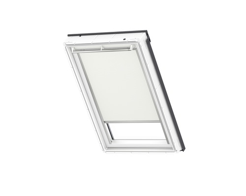 VELUX verduisterend rolgordijn, effen beige, handbediend, wit frame, DKL C02 1085SWL