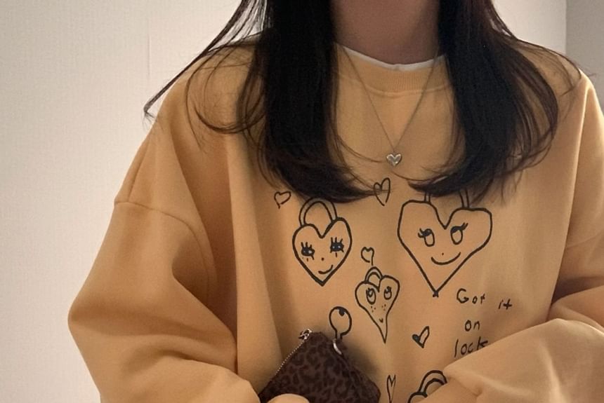 SeoulPop - Losvallende sweatshirt met hartprint