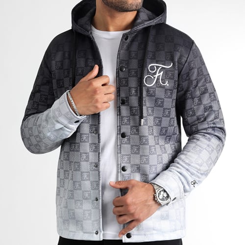 Surchemise Capuche Dégradé Avec Broderie 1081 Damier Noir