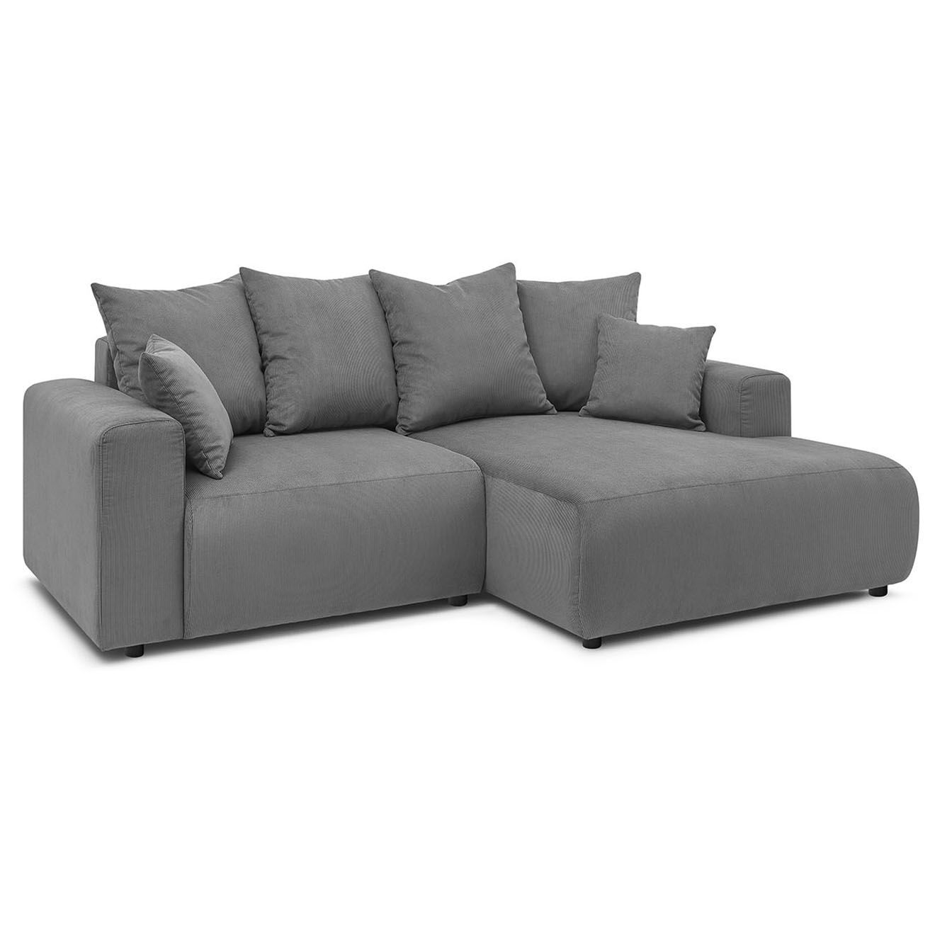 Bobochic Canapé d'angle fixe droit Enjoy gris foncé - 237x147x95 cm
