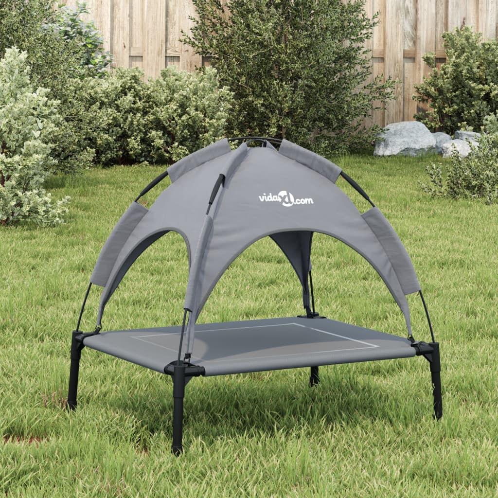 Cama para cães vidaXL com dossel, antracite, tecido Oxford e aço.